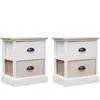 vidaXL 2 pcs Tables de chevet Blanc et naturel 38x28x45 cm Paulownia