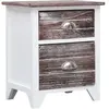 vidaXL Table de chevet Marron et blanc 38x28x45 cm Bois de Paulownia