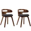 vidaXL Chaises à manger lot de 2 gris foncé bois courbé et tissu