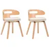 vidaXL Chaises à manger lot de 2 crème bois courbé et similicuir