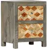 vidaXL Table de chevet Gris 40x30x50 cm Bois de manguier massif