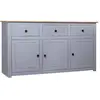 vidaXL Buffet Gris 135x40x80 cm Pin solide Assortiment Panama