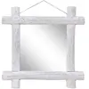 vidaXL Miroir à bûches Blanc 70x70 cm Bois de récupération massif
