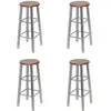 vidaXL Tabourets de bar lot de 4 argenté et marron MDF