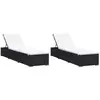 vidaXL Chaises longues avec coussins 2 pcs Résine tressée Noir