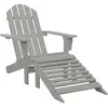 vidaXL Chaise de jardin avec pouf Bois Gris