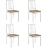 vidaXL Chaises à manger avec coussins lot de 4 blanc bois solide