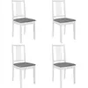vidaXL Chaises à manger avec coussins lot de 4 blanc bois solide