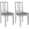 vidaXL Chaises à manger avec coussins lot de 2 gris bois solide