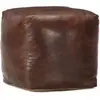 vidaXL Pouf 40 x 40 x 40 cm Marron foncé Cuir véritable de chèvre