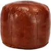 vidaXL Pouf 40 x 35 cm Brun roux Cuir véritable de chèvre
