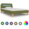vidaXL Cadre de lit avec LED Vert Tissu 90 x 200 cm