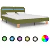 vidaXL Cadre de lit avec LED Vert Tissu 160 x 200 cm