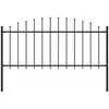 vidaXL Clôture de jardin à dessus en lance Acier (0,5-0,75)x1,7 m Noir