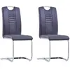 vidaXL Chaises à manger cantilever lot de 2 gris similicuir daim