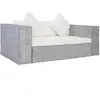 vidaXL Canapé à 2 places avec coussins Gris Rotin naturel
