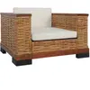 vidaXL Fauteuil avec coussins Marron Rotin naturel