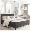 vidaXL Tête de lit touffetée Gris foncé Tissu 180x200 cm