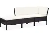 vidaXL Salon de jardin 3 pcs avec coussins Résine tressée Noir
