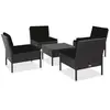 vidaXL Salon de jardin 5 pcs avec coussins Résine tressée Noir