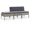 vidaXL Salon de jardin 3 pcs avec coussins Résine tressée Gris