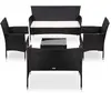 vidaXL Salon de jardin 5 pcs avec coussins Résine tressée Noir