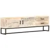 vidaXL Meuble TV Blanc 140 x 30 x 45 cm Bois d'acacia massif