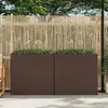 vidaXL Lits surélevés de jardin et 4 pots 2 pcs Résine tressée Marron
