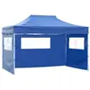 vidaXL Tente de réception pliable avec 3 parois 3x4 m Acier Bleu