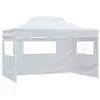 vidaXL Tente de réception pliable avec 3 parois 3x4 m Acier Blanc