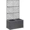vidaXL Lit surélevé treillis 2 pots 58x30x107 cm Résine tressée Marron