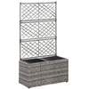 vidaXL Lit surélevé en treillis 2 pots 58x30x107cm Résine tressée Gris