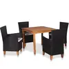 vidaXL Mobilier à dîner de jardin 5 pcs Résine tressée Noir et marron