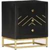 vidaXL Table de chevet Noir et doré 40x30x50cm Bois de manguier massif
