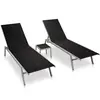 vidaXL Chaises longues 2 pcs avec table acier et textilène noir