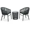 vidaXL Ensemble de bistro 3 pcs avec coussins Rotin PE Gris