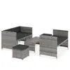 vidaXL Salon de jardin 5 pcs avec coussins Résine tressée Gris