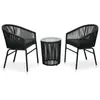 vidaXL Ensemble de bistro 3 pcs avec coussins Rotin PE Noir