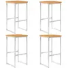 vidaXL Chaises de bar lot de 4 bois d'acacia solide/acier inoxydable