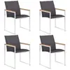 vidaXL Chaises de jardin 4 pcs Textilène et acier inoxydable Gris