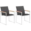 vidaXL Chaises de jardin lot de 2 Textilène et acier inoxydable Gris