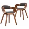 vidaXL Chaises à manger lot de 2 gris foncé tissu et bois courbé