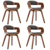 vidaXL Chaises à manger lot de 4 gris foncé tissu et bois courbé