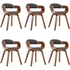 vidaXL Chaises à manger lot de 6 gris foncé tissu et bois courbé