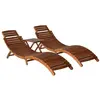 vidaXL Chaise longue avec table à thé 3 pcs Bois d'acacia massif