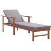 vidaXL Chaise longue et coussin Résine tressée et bois d'acacia Gris
