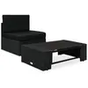 vidaXL Salon de jardin 2 pcs Résine tressée Noir