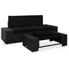 vidaXL Salon de jardin 3 pcs Résine tressée Noir