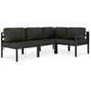 vidaXL Salon de jardin 4 pcs avec coussins Aluminium Anthracite