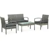vidaXL Salon de jardin 4 pcs avec coussins Résine tressée Gris